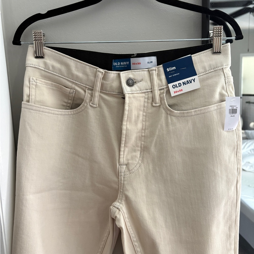 NWT Old Navy Men’s Light Beige Denim Pants - Picture 3 of 6